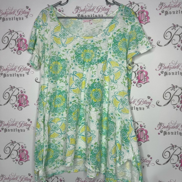 Fresh produce top asymmetrical fairy hem bottom paisley boho neon blue green - Picture 2 of 12